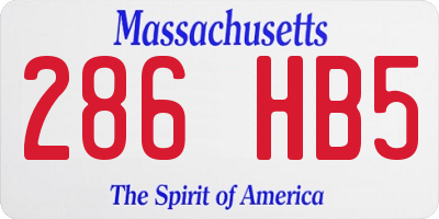MA license plate 286HB5