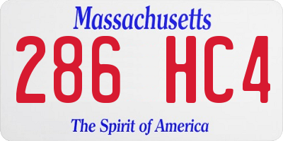 MA license plate 286HC4