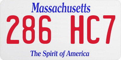 MA license plate 286HC7