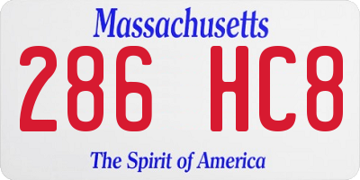 MA license plate 286HC8