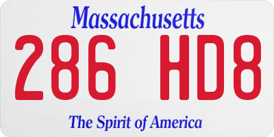 MA license plate 286HD8