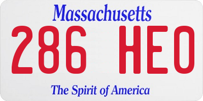MA license plate 286HE0