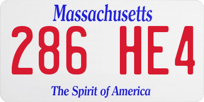 MA license plate 286HE4