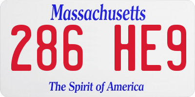 MA license plate 286HE9