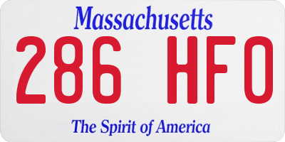 MA license plate 286HF0