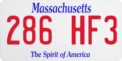 MA license plate 286HF3