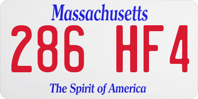 MA license plate 286HF4