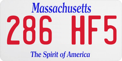 MA license plate 286HF5