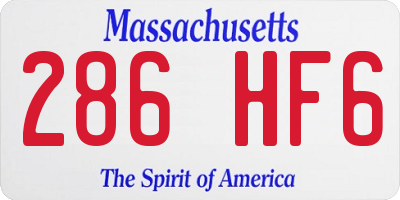 MA license plate 286HF6