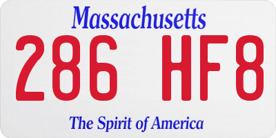 MA license plate 286HF8