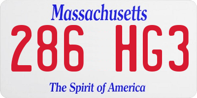 MA license plate 286HG3