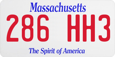 MA license plate 286HH3