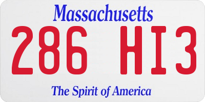 MA license plate 286HI3
