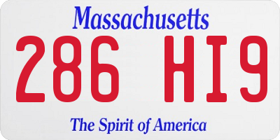 MA license plate 286HI9