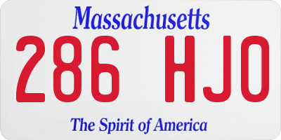 MA license plate 286HJ0
