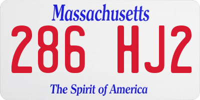 MA license plate 286HJ2
