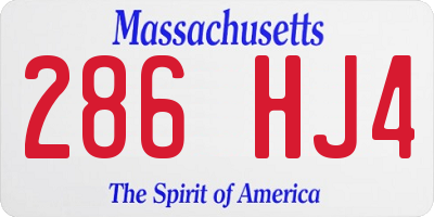MA license plate 286HJ4