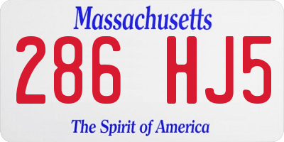 MA license plate 286HJ5