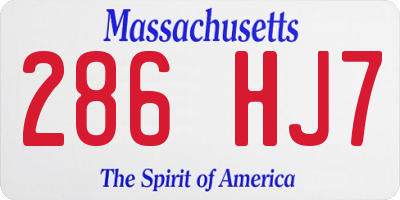 MA license plate 286HJ7