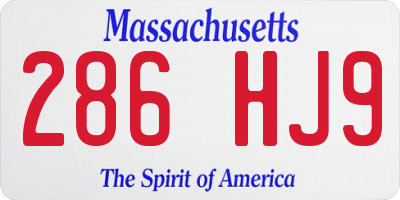 MA license plate 286HJ9