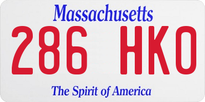 MA license plate 286HK0