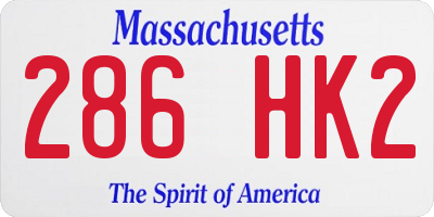 MA license plate 286HK2
