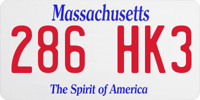 MA license plate 286HK3
