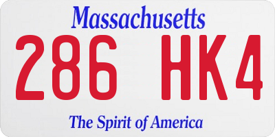 MA license plate 286HK4