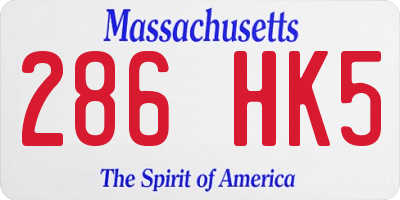 MA license plate 286HK5