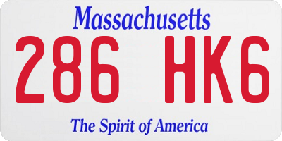 MA license plate 286HK6