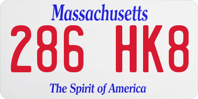 MA license plate 286HK8