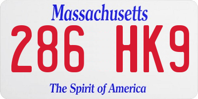 MA license plate 286HK9