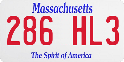 MA license plate 286HL3