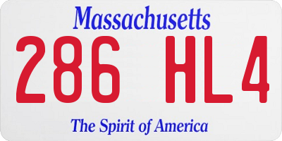 MA license plate 286HL4