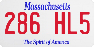 MA license plate 286HL5