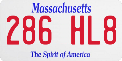 MA license plate 286HL8