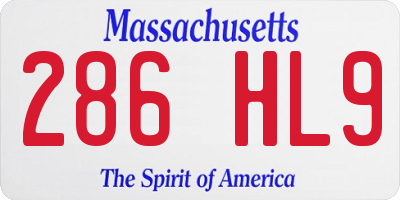 MA license plate 286HL9