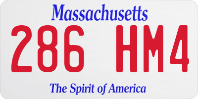 MA license plate 286HM4