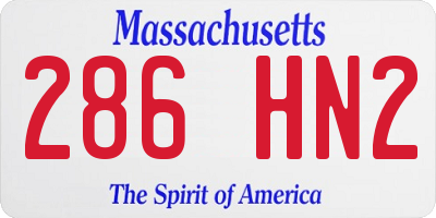 MA license plate 286HN2