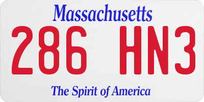 MA license plate 286HN3