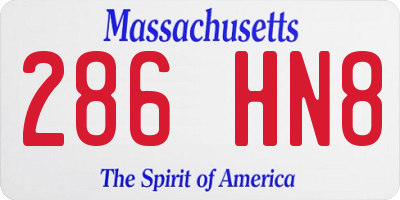 MA license plate 286HN8