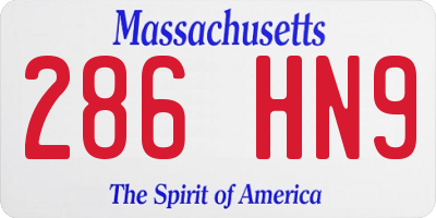 MA license plate 286HN9