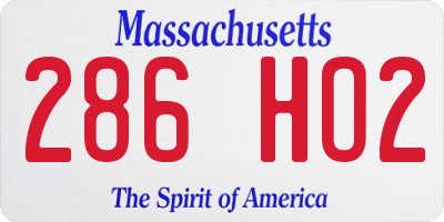 MA license plate 286HO2