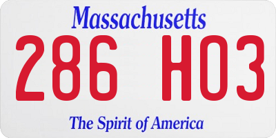 MA license plate 286HO3
