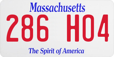 MA license plate 286HO4