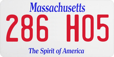 MA license plate 286HO5
