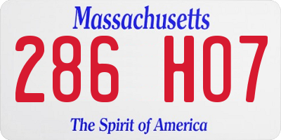 MA license plate 286HO7