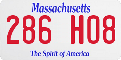 MA license plate 286HO8