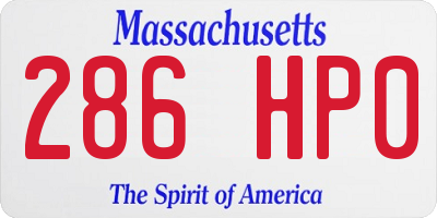 MA license plate 286HP0