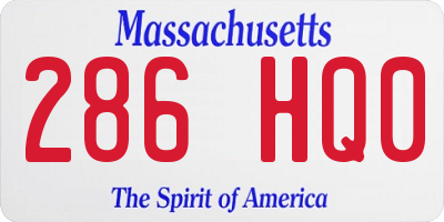 MA license plate 286HQ0